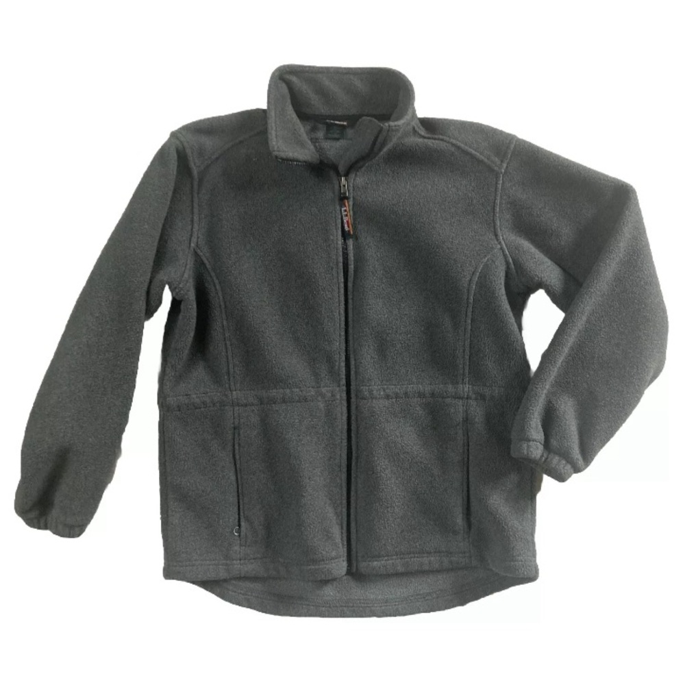LL BEAN polartec women’s medium gray full zip jacket pockets